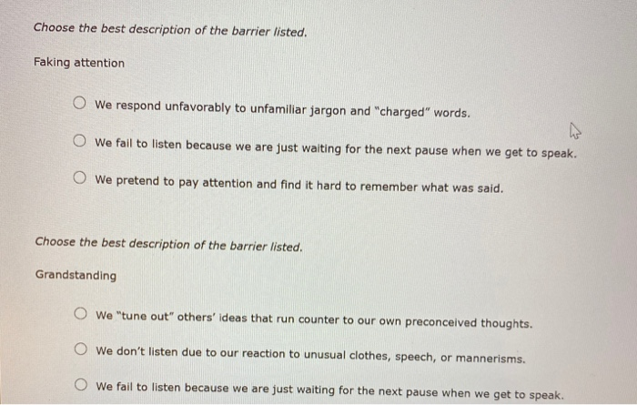 Choose the best description of the barrier