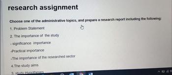research assignment Choose one of the