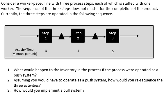 Consider a worker-paced line with three process