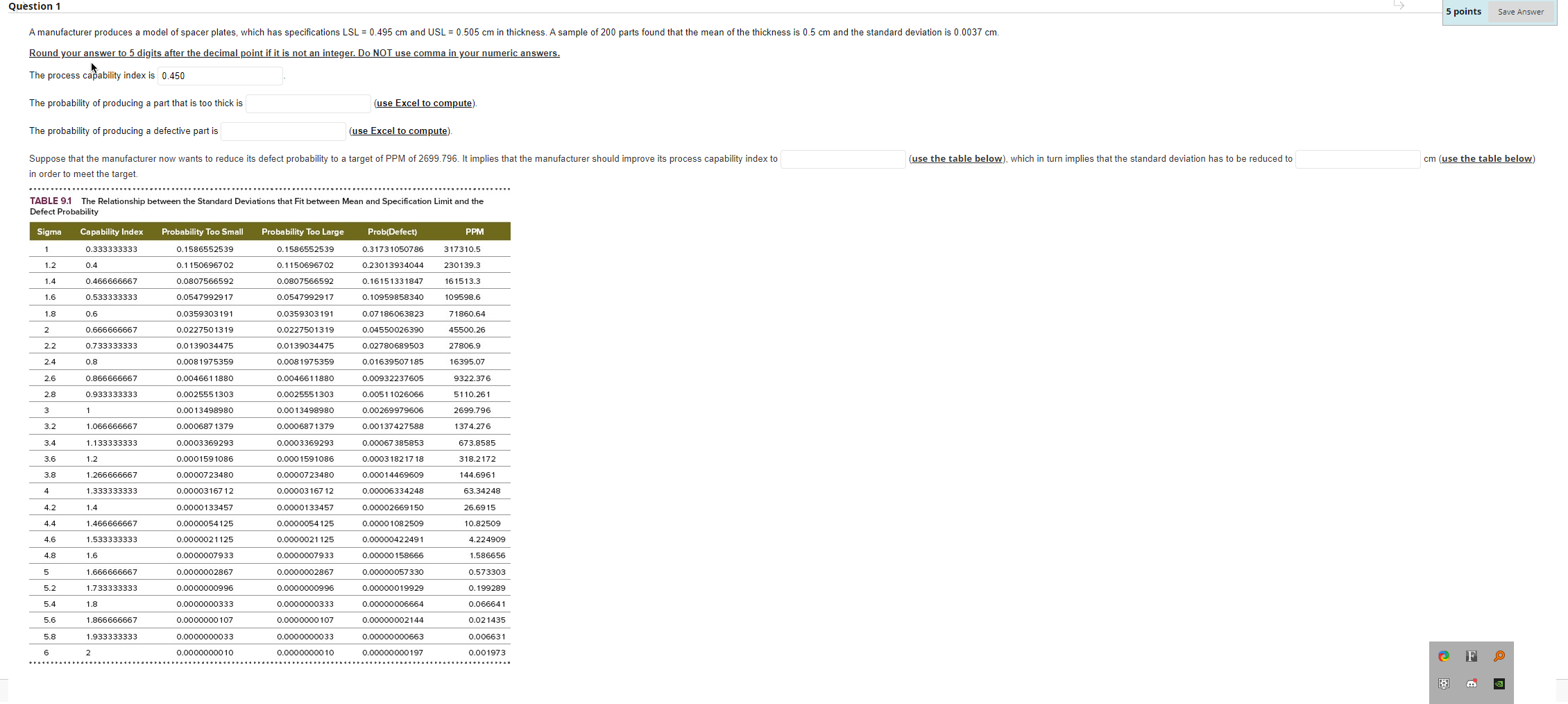 Question 1 5 points Save Answer A manufacturer