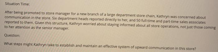 Situation Time: After being promoted to store