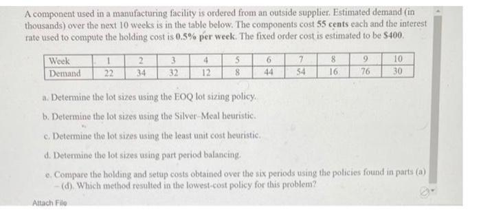 A component used in a manufacturing facility is