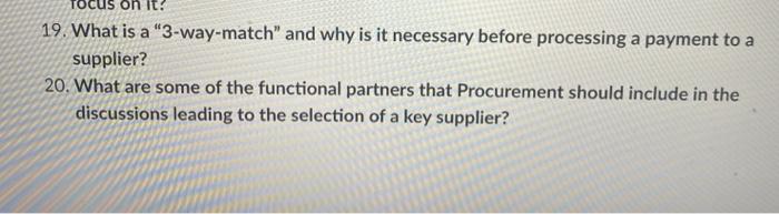 Supply chain management 19. What is a