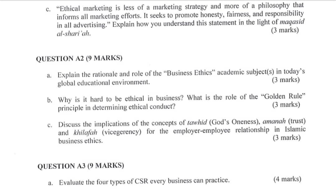 PLEASE ANSWER THESE QUESTIONS BASED ON BUSINESS