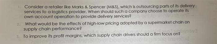 Consider a retailer like Marks \& Spencer (M\&S),