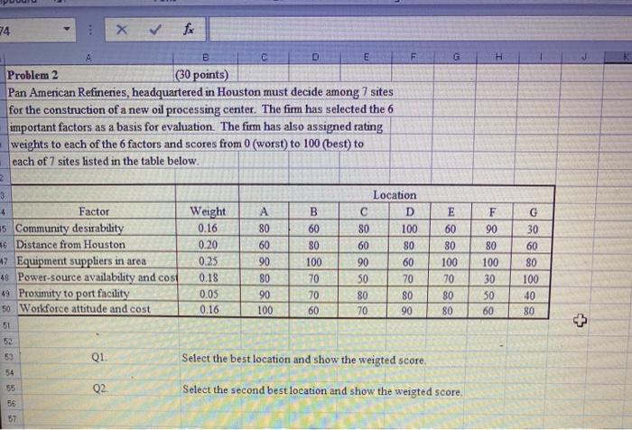74 G H B D E Problem 2 (30 points) Pan American