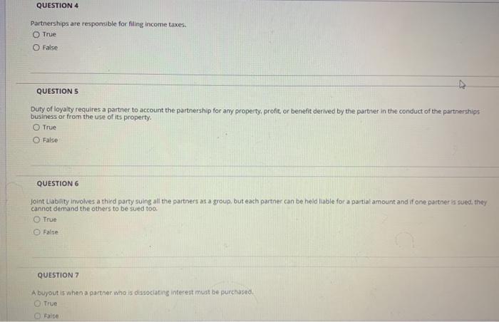 QUESTION 4 Partnerships are responsible for