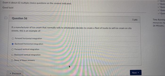 Exam is about 62 multiple choice questions on the