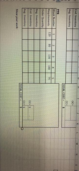 M N /14 o 10 D E F G H 1 Material Requirements