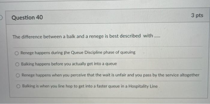 Question 40 3 pts The difference between a balk