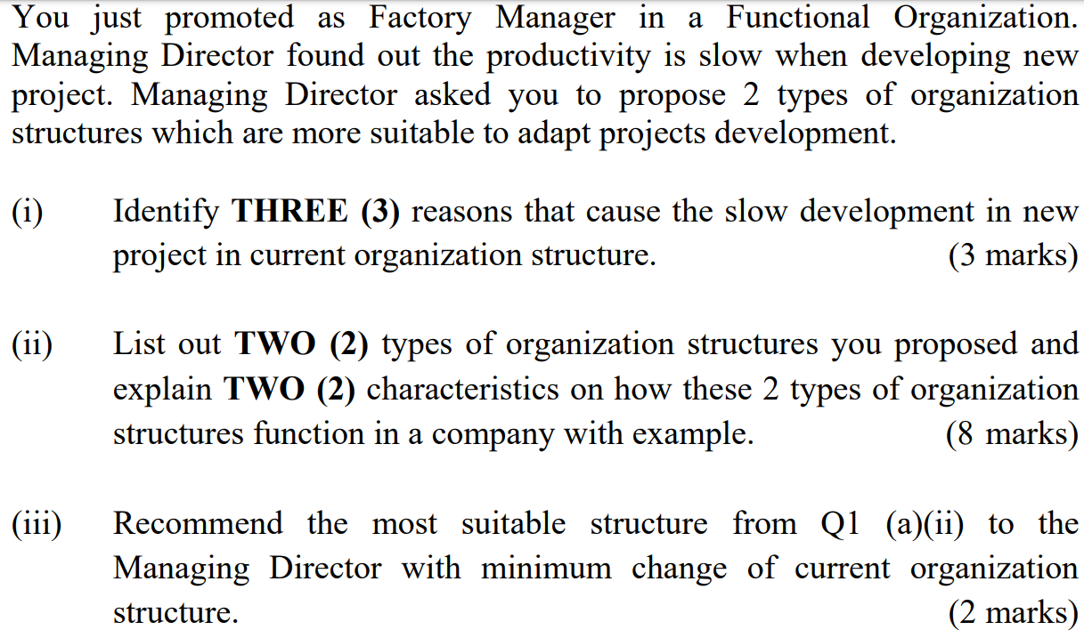 You just promoted as Factory Manager in a