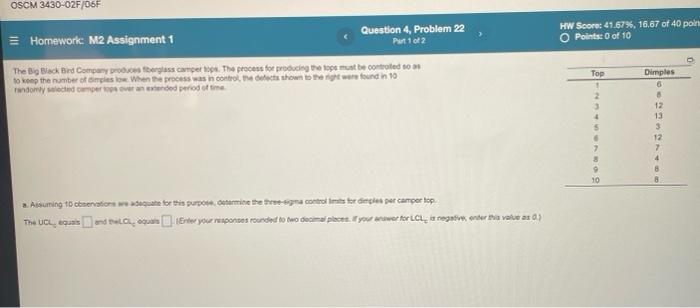 Big Black Bird OSCM 3430-02F/06F Question 4,