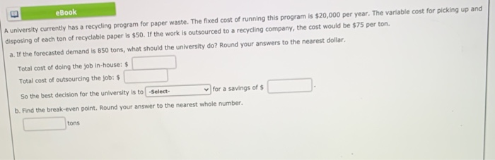 eBook A university currently has a recycling