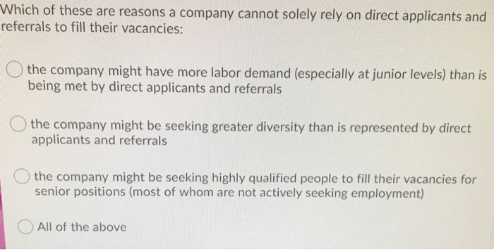 Which of these are reasons a company cannot
