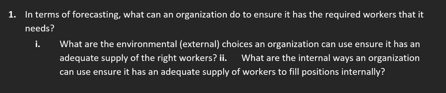 Human resource planning. 1. In terms of