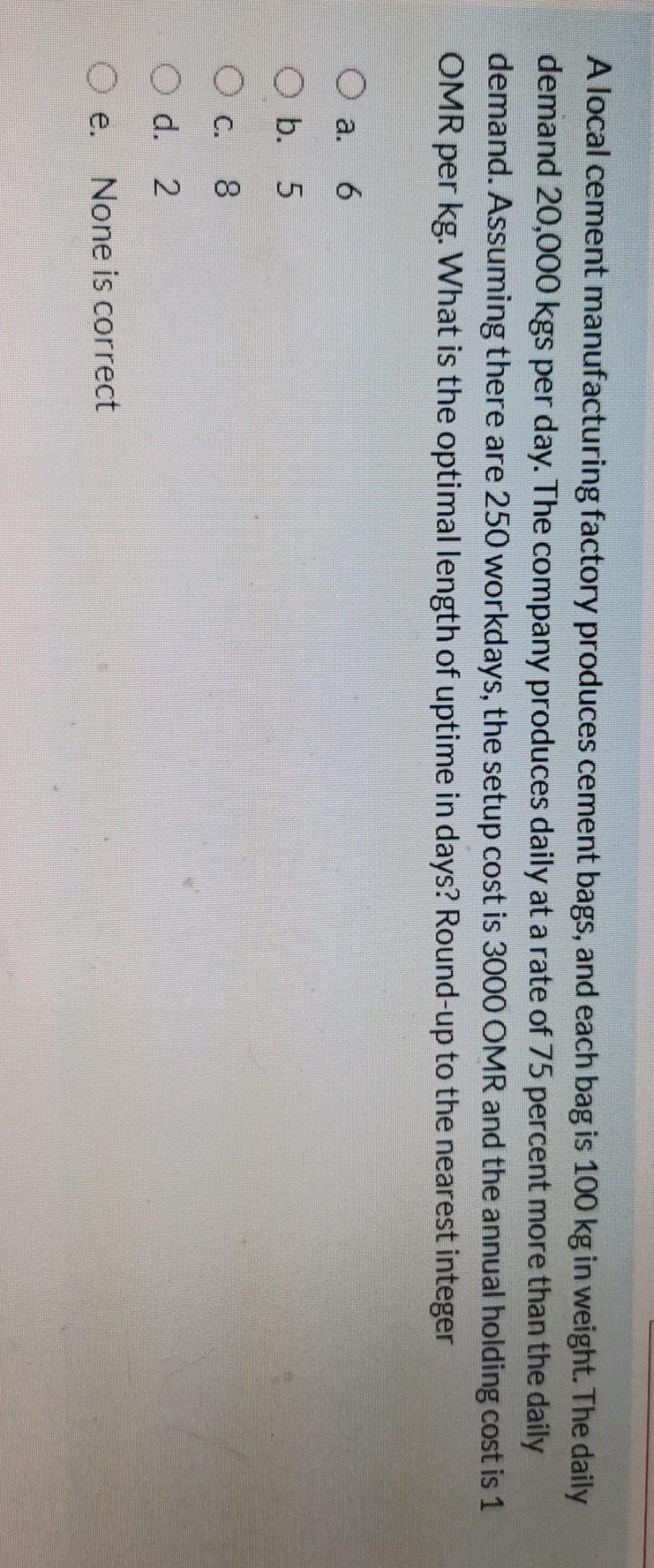 A local cement manufacturing factory produces