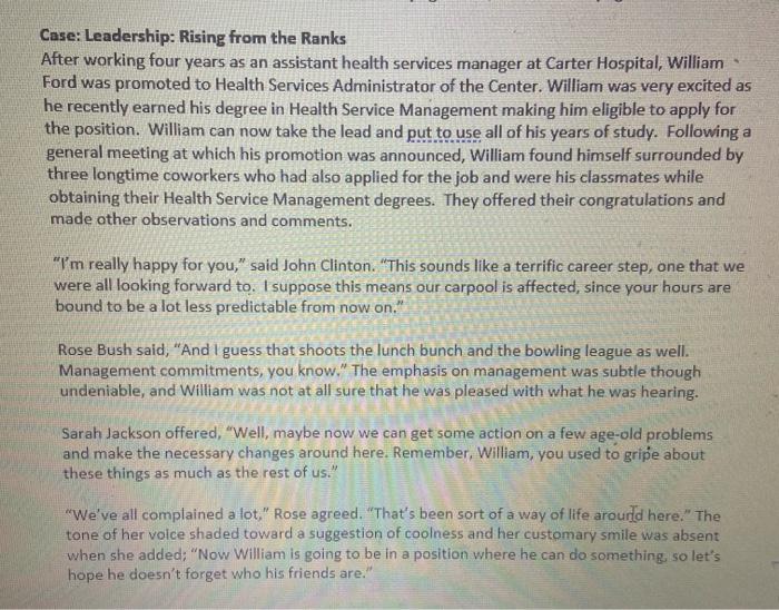 If you were William how do you believe your