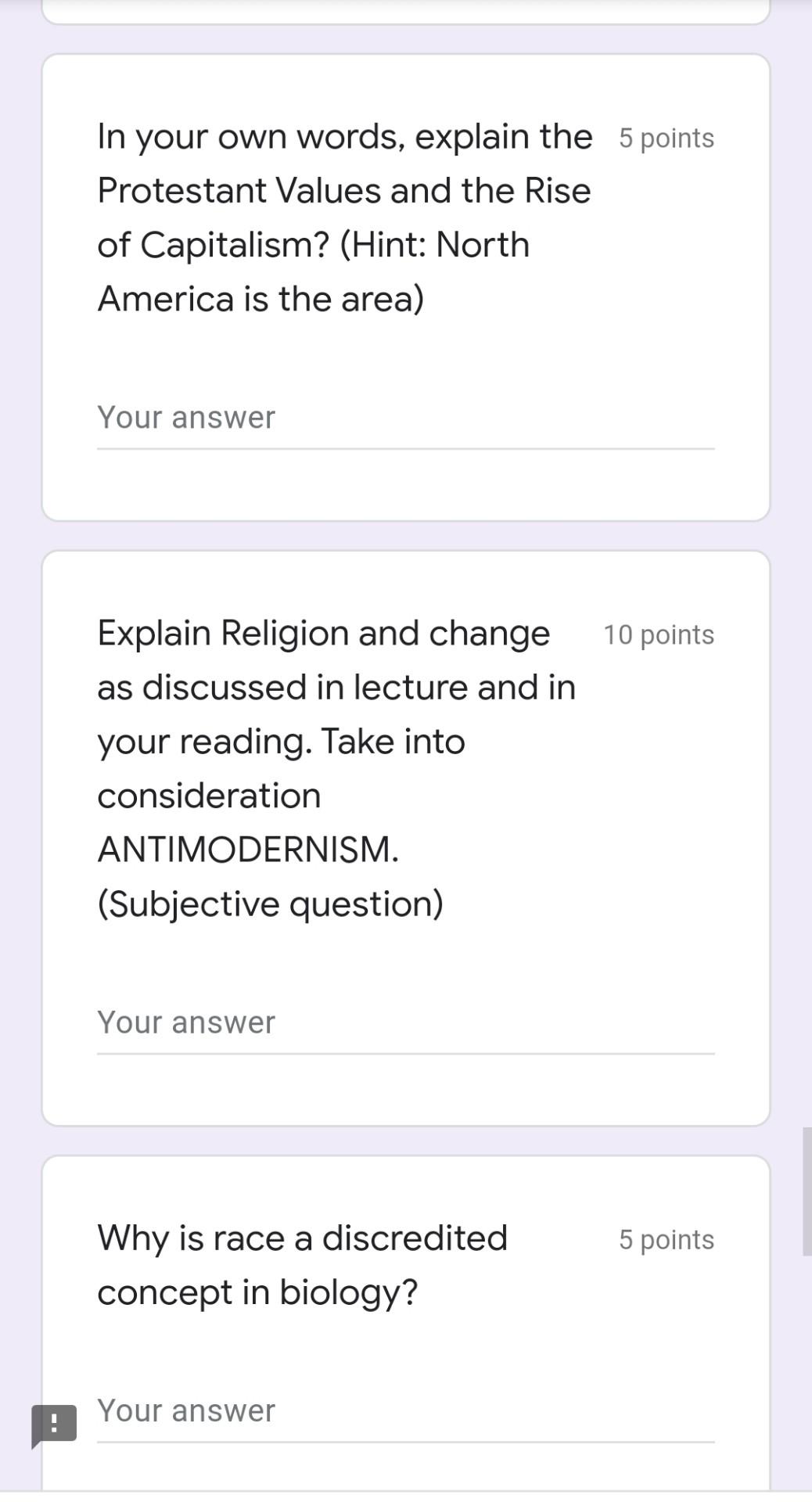 In your own words, explain the 5 points