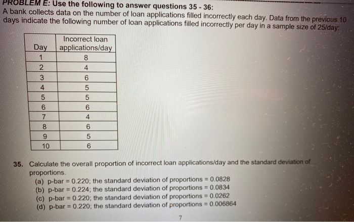 BLEM E: Use the following to answer questions 35