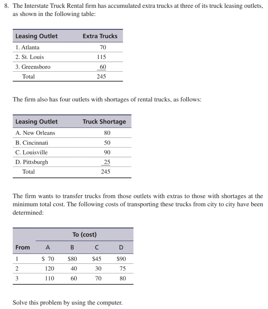 Note: For all questions provide the LP