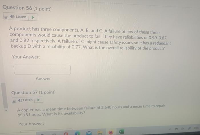 please explain Question 56 (1 point) Listen A