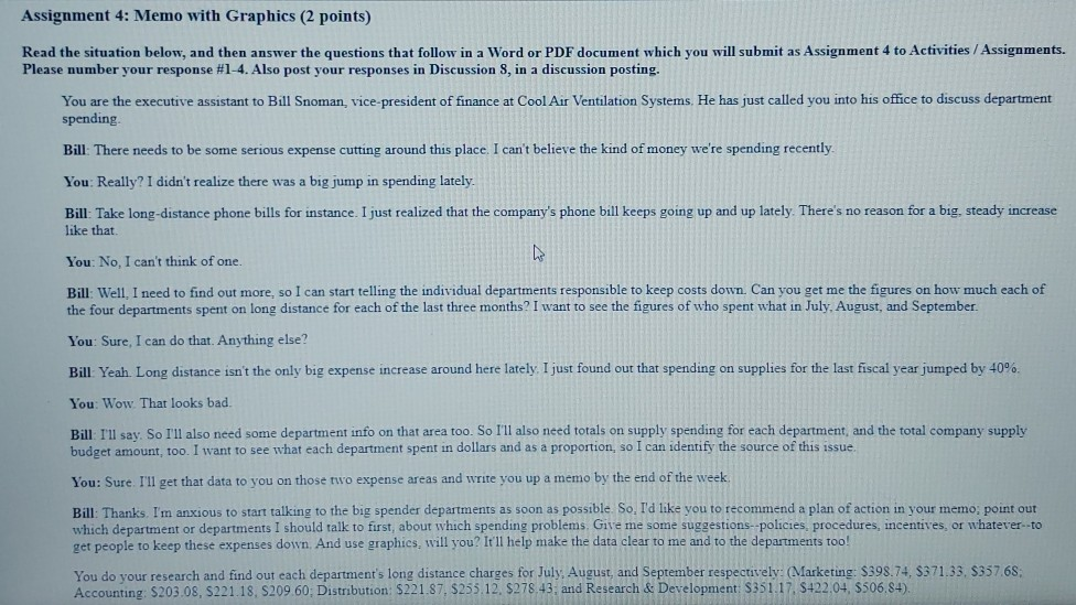 Assignment 4: Memo with Graphics (2 points) Read