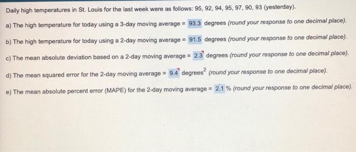please explain hows these are correct Daily high