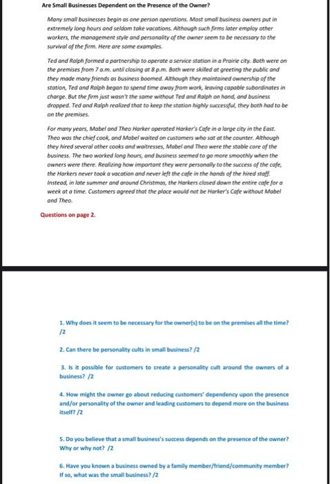 please read the case study and answer the