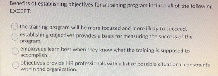 Benefits of establishing objectives for a