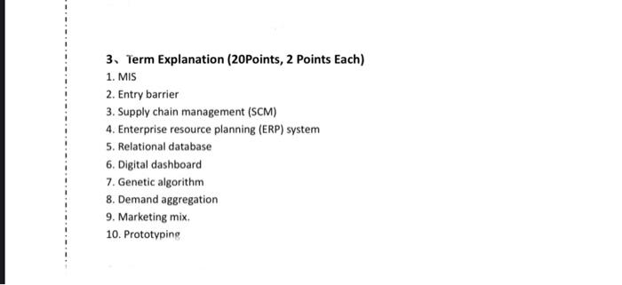 3. Term Explanation (20Points, 2 Points Each) 1.
