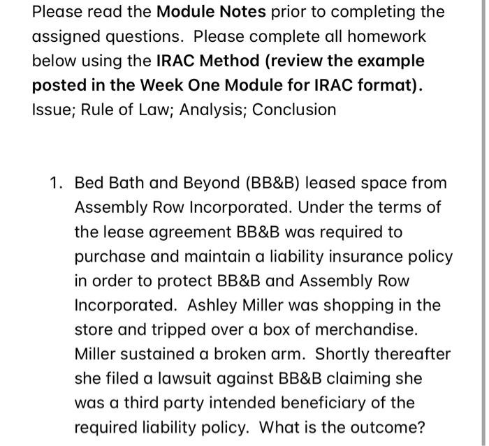 Please read the Module Notes prior to completing