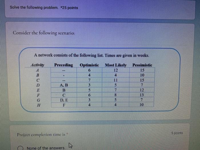 Solve the following problem. 25 points Consider