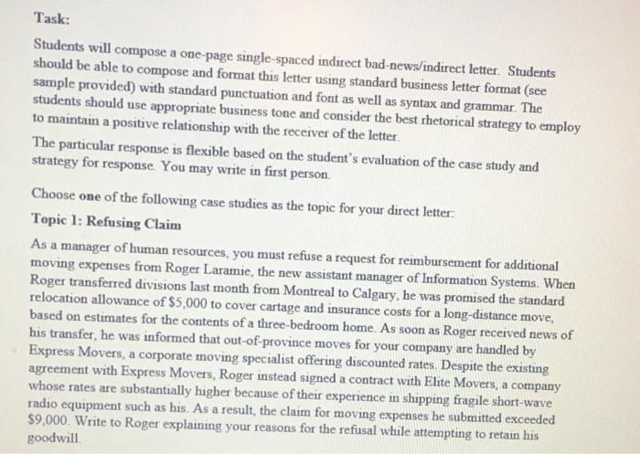 Task: Students will compose a one-page