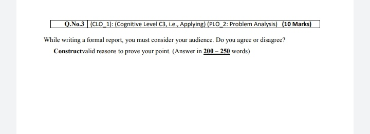 Q.No.3 (CLO_1): (Cognitive Level C3, i.e.,