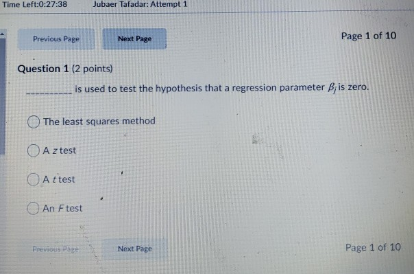 Time Left:0:27:38 Jubaer Tafadar: Attempt 1