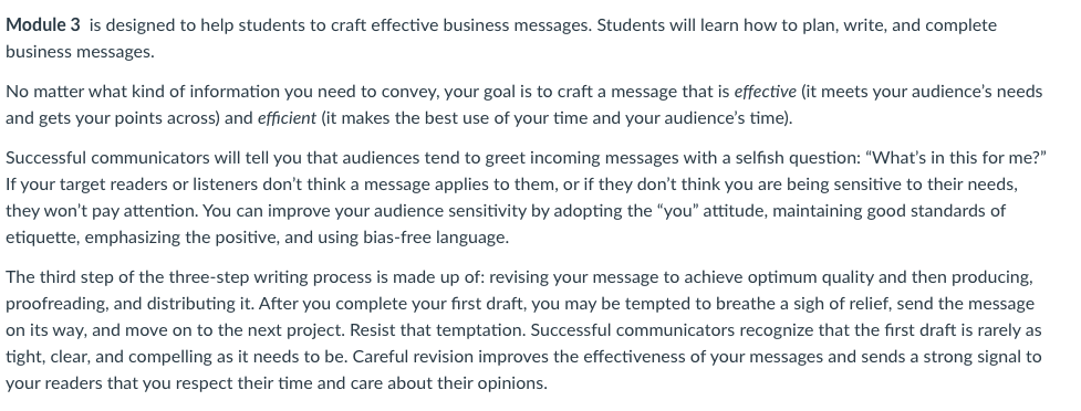 Module 3 is designed to help students to craft