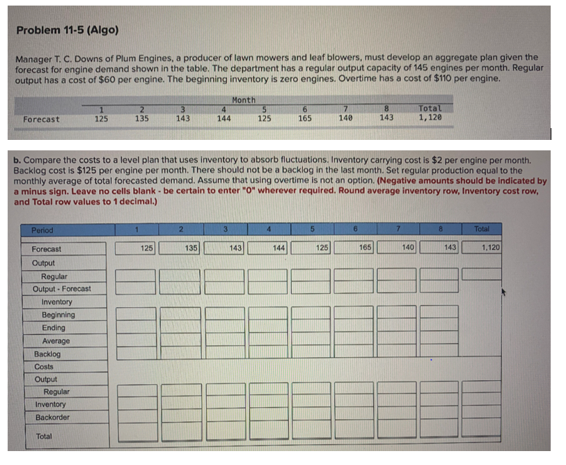 PLEASE ANSWER THIS QUESTION Problem 11-5 (Algo)