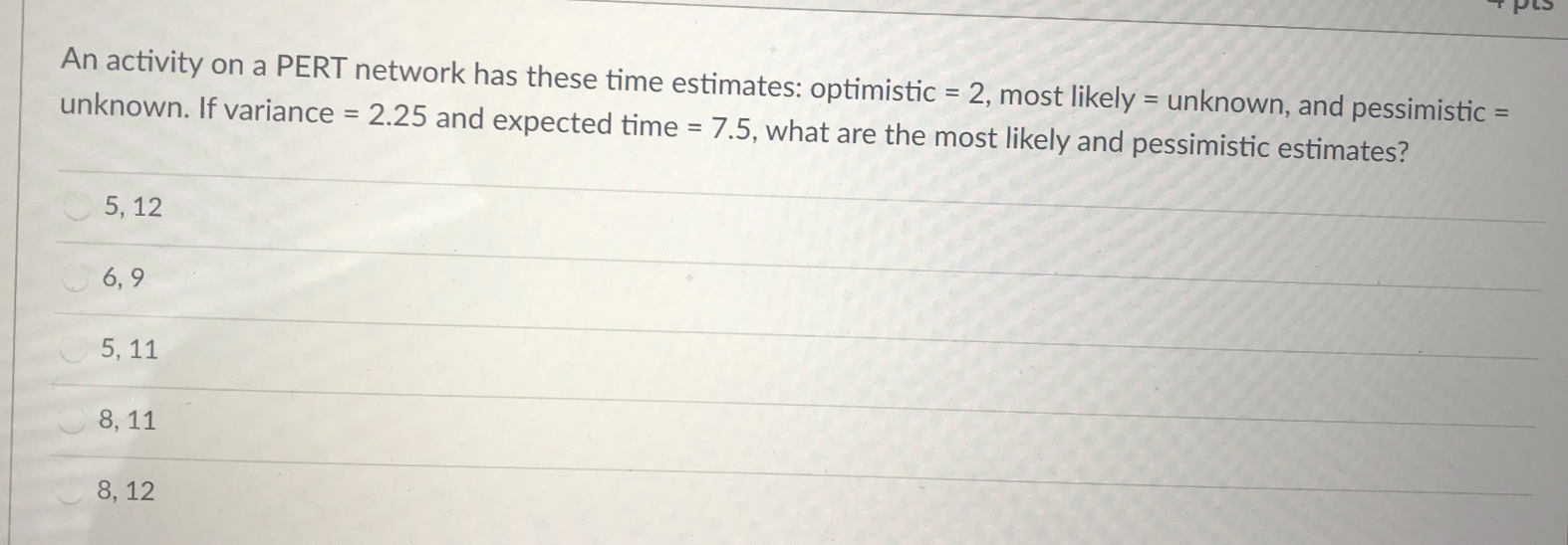 An activity on a PERT network has these time