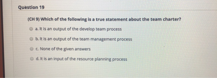 Question 18 3 points Save Answer (CH 9)