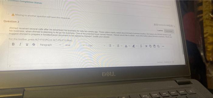 Question completion Status Moving to another