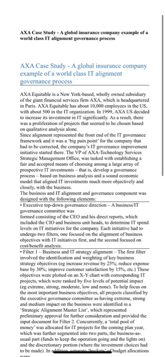 can u answer questions 3 till 7 AXA Case Study -