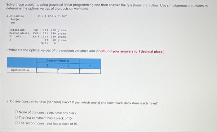 Solve these problems using graphical linear