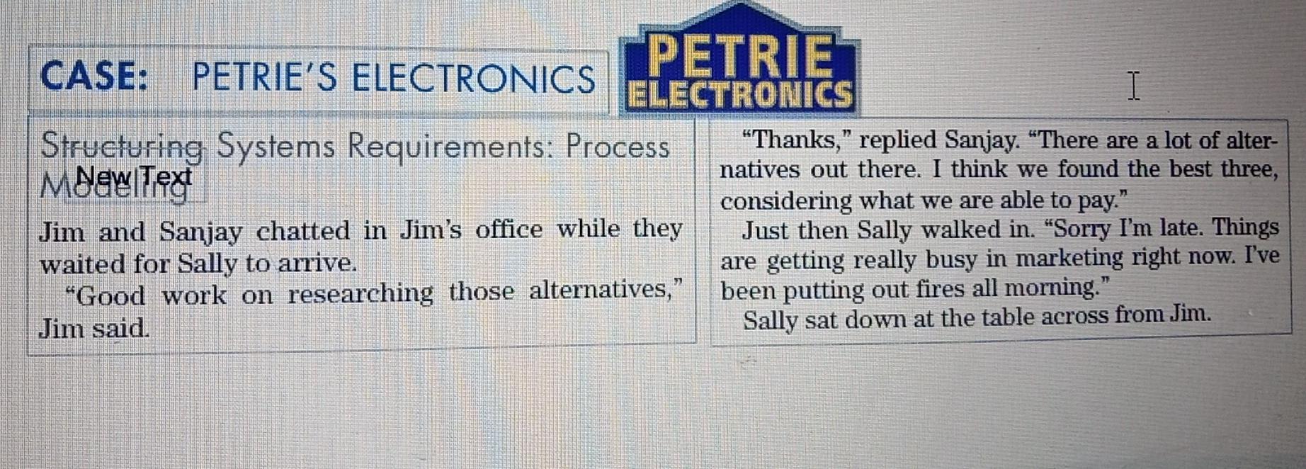 PETRIE CASE: PETRIE'S ELECTRONICS ELECTRONICS I