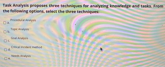 Task Analysis proposes three techniques for