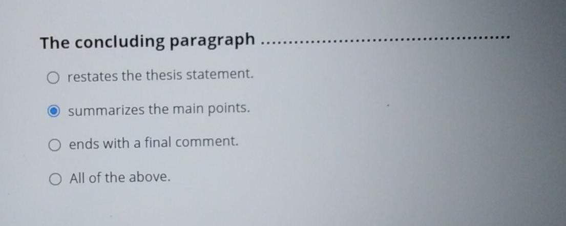 English subject The concluding paragraph restates