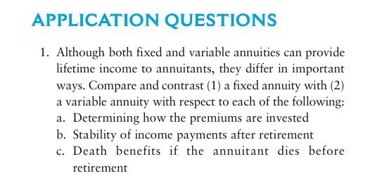 APPLICATION QUESTIONS 1. Although both fixed and