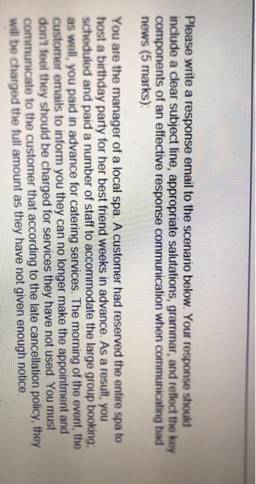 Please write a response email to the scenario