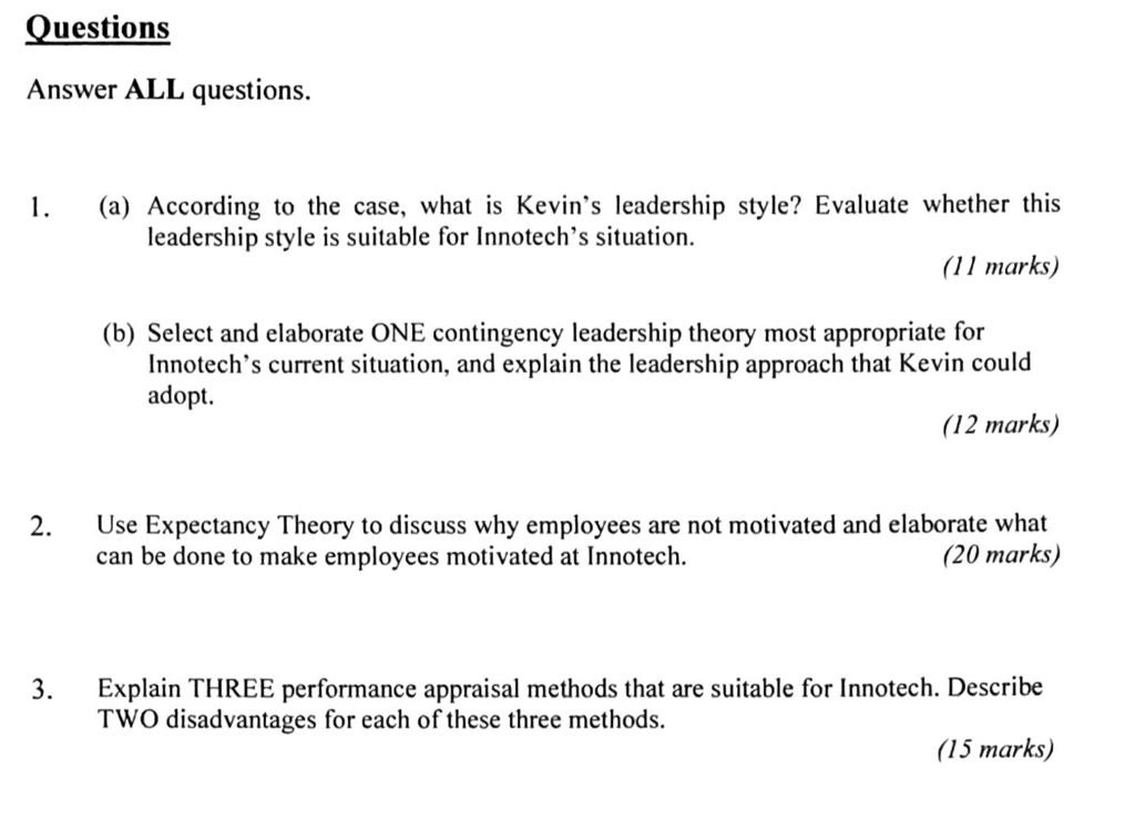 Case Study Read the case below and answer ALL