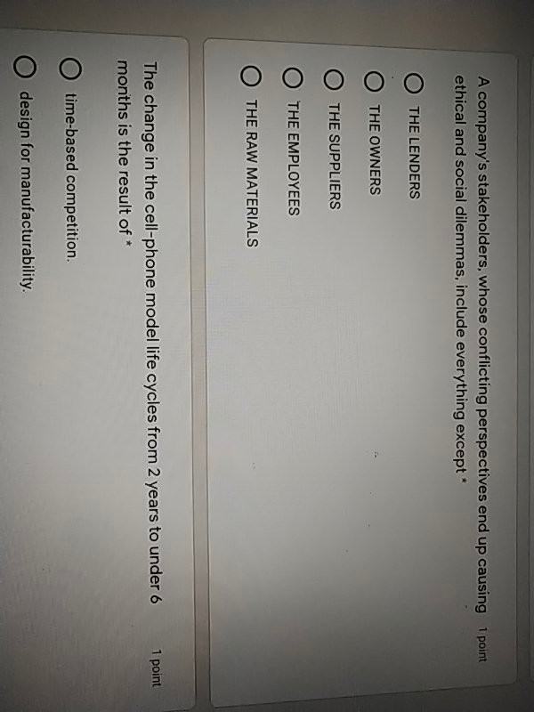 A company's stakeholders, whose conflicting