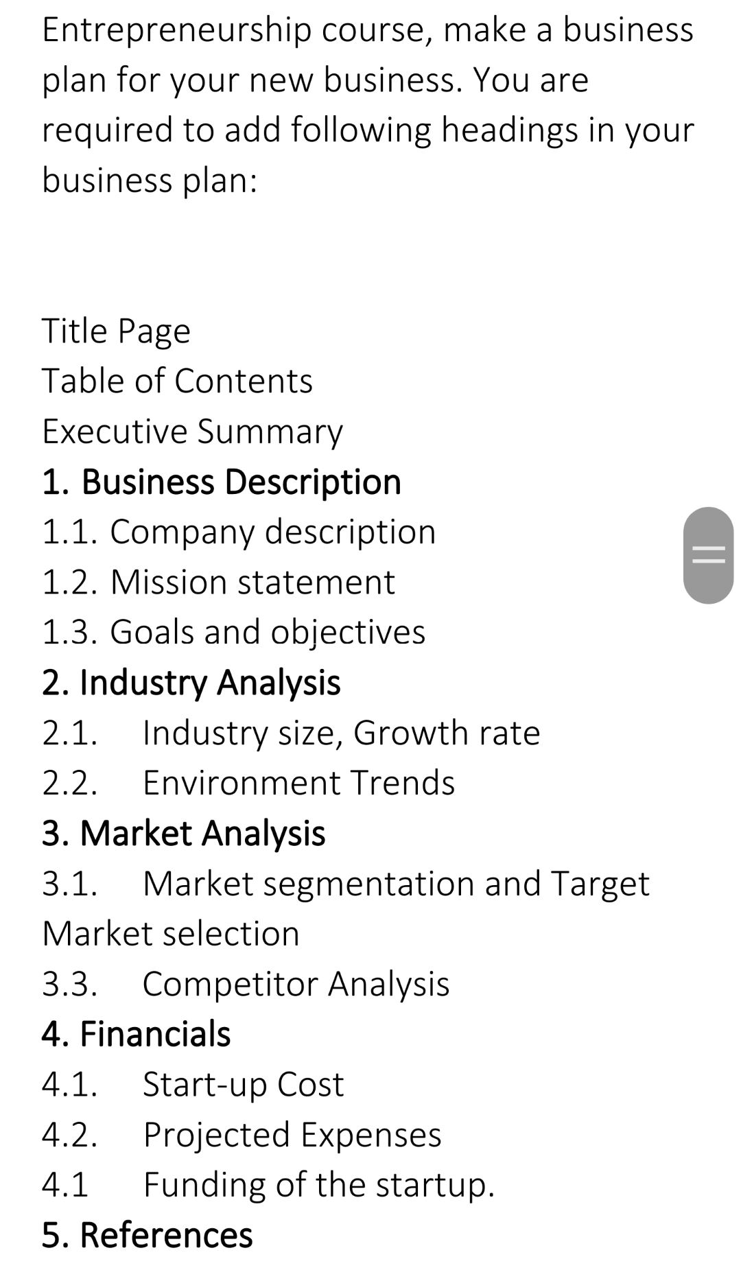 i need you to write a business that i will make